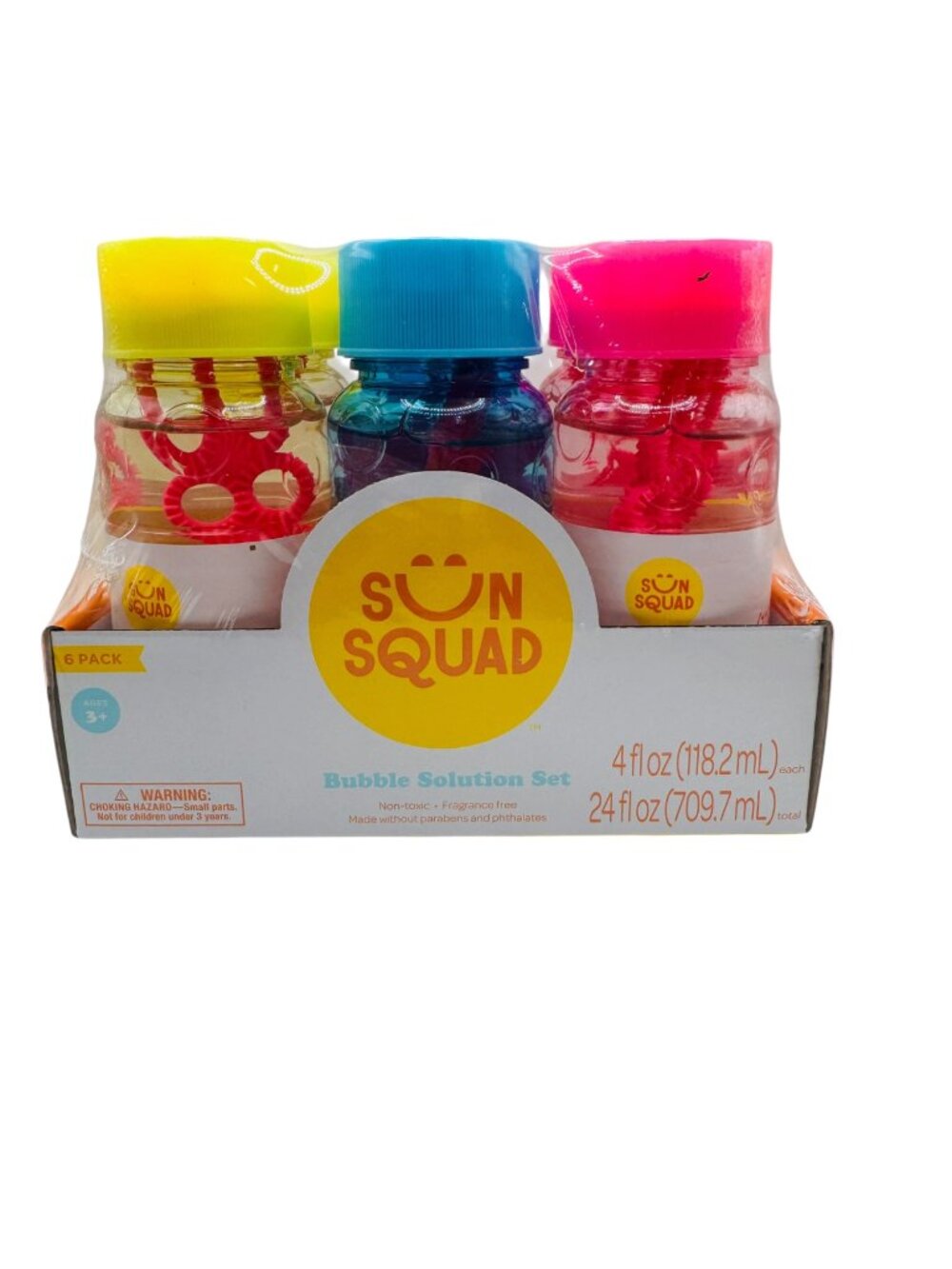 Sun Squad Bubble Solution Set 6-Pack With Wands 4 fl oz Each Non-Toxic Ages 3+ F - Picture 1 of 3